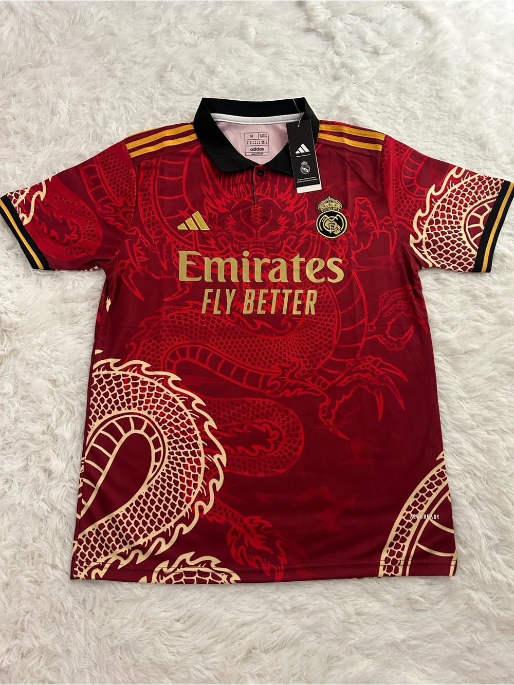 adidas Men’s Red & Gold Real Madrid Dragon Crest Jersey